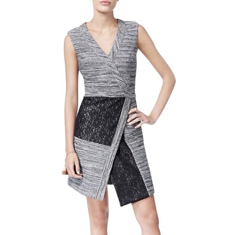 RACHEL ROY Lace Trapeze Sleeveless Sweater Knit Dress